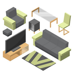 Living Room Isometric Elements Home Furniture Set