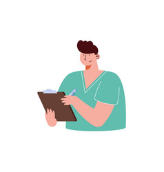 Male Doctor Writing In Clipboard