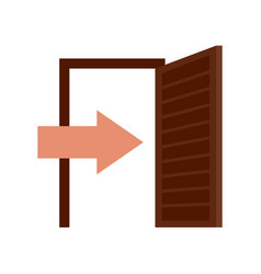 Open Wood Door Icon Flat Isolated