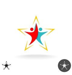 people logo two rising human silhouettes in a vector image