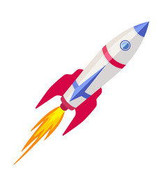 Rocket Spaceship Flying Cartoon Flat