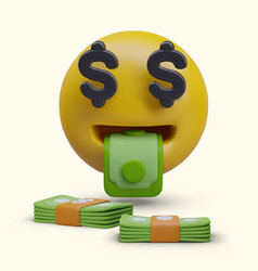 Yellow Emoticon With Mouth Full Of Money And