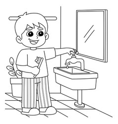 Boy Conserving Water Coloring Page For Kids