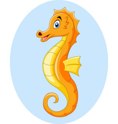 Cute Funny Cartoon Orange Seahorse