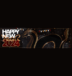 Happy New Year 2024 Long Banner With Dragon