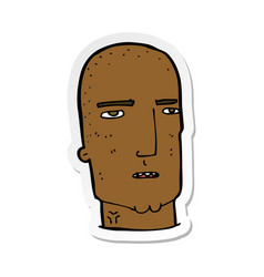 Sticker Of A Cartoon Bald Tough Guy