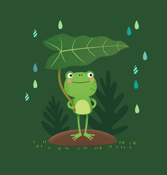 A Cute Frog Standing And Holding Leaf