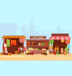 Asian Market Flat Cartoon Concept