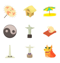 Global History Icons Set Cartoon Style