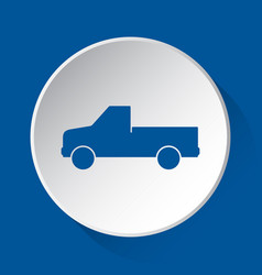 Pickup With A Flatbed - Blue Icon On White Button