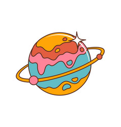 Space Planet Cartoon Retro Hippie Groovy Symbol