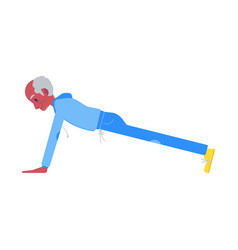 Flat Elderly Black Man In Sportsuit Pushups