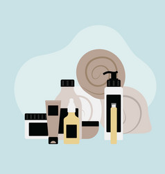 Graphics Of Cosmetics For Hair And Towels