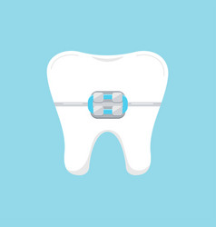 Tooth In Braces Dental Icon Isolated On Blue