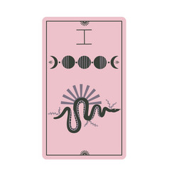 Vintage Tarot Cards With Moon Phases And Snakes