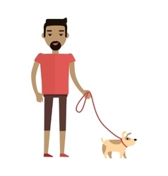 Young Man Walking His Dog