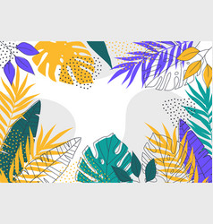 Hand Drawn Tropical Leaves Background