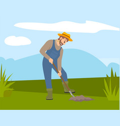 Man With Shovel Digging A Hole