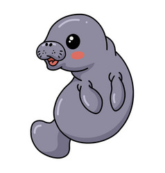 Cute Baby Manatee Cartoon Posing