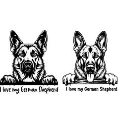 I Love My German Shepherd Peeking Dog Svg Design