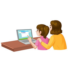 Mother And Daughter Using Laptop