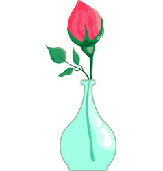 Pink Rose Flowers With Leaves In Glass Vase