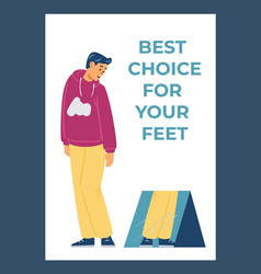 Poster With Text Young Man Trying On Shoes