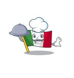 Chef With Food Italy Flags Isolated Wth