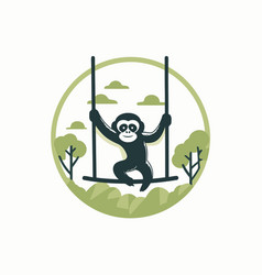 Monkey Swinging On A Swing In The Park