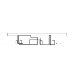 Continuous Line Drawing Of Gas Station Building