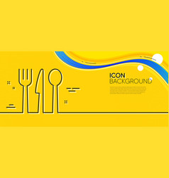 Food Line Icon Cutlery Sign Fork Knife Spoon