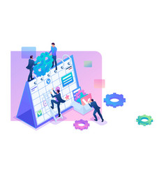 Isometric Businessmen Make A Business Plan