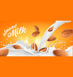 Almond Milk Flow And Splash With Nuts Banner