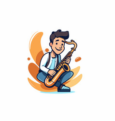 Jazz Musician Playing The Saxophone In Cartoon