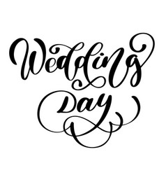 Wedding day calligraphy white text on beige Vector Image