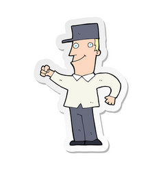 Sticker Of A Cartoon Man Punching Air