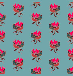 Hot Pink Flame Shaped Flowers Repeat Pattern