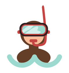 Isolated Simple Icon Portrait Diver In Diving