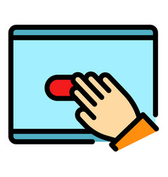 Hand Touch Tablet Icon Color Outline