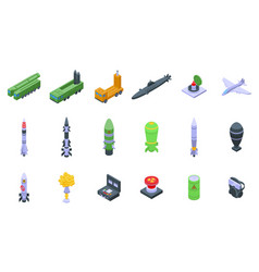 Nuclear Weapon Icons Set Isometric