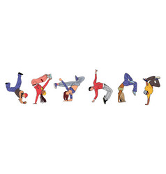 Set Of Break Dance Dancers In Different Poses