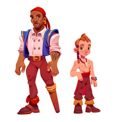 Cartoon Characters Of Captain And Boy Pirates