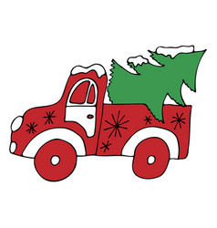 Christmas Pickup Truck With A Tree