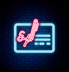 Glowing Neon Line Signed Document Line Icon