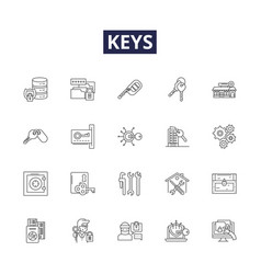 Keys Line Icons And Signs Keyring