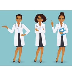 Set three female doctors in different poses Vector Image