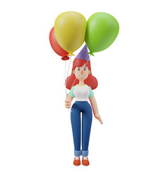 Smiley Face 3d Cute Girl Cartoon Character With Ba