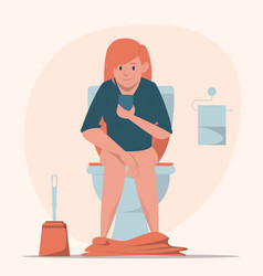 Woman Sitting On Toilet With Mobile Phone