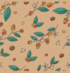 Coffee Berry And Branch Seamless Pattern