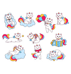 Cute Cartoon Caticorn Characters Kitty Unicorns